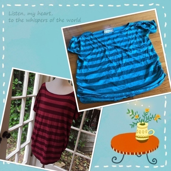 Ventura clothing XL women's striped oversized super soft tops in red and blue - Picture 1 of 5
